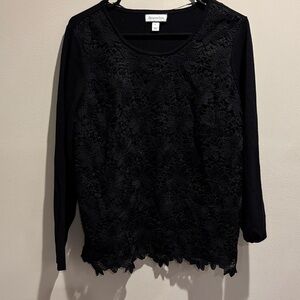 Long sleeve lace embroidered top size L